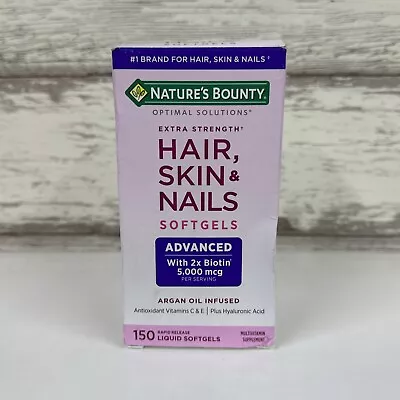 Nature's Bounty Hair Skin & Nails Advanced 5000mcg 150 Softgels Exp 04/25- New • $15.99