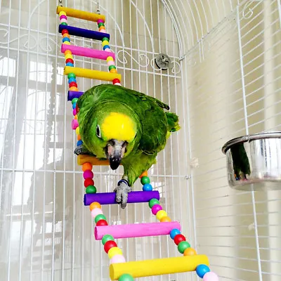 80cm Large Parrot Pet Bird Toys Swing Climbing Ladder Budgie Wooden Cockatiel☄ • £9.05