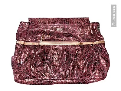 Miche PHEOBE Clutch/Purse Burgundy Gold Snake Skin Faux Suede Fabric • $15