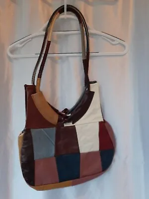 Mexican Genuine Leather Handbag Women Multicolor Patch Work Color Block 11x12  • $18