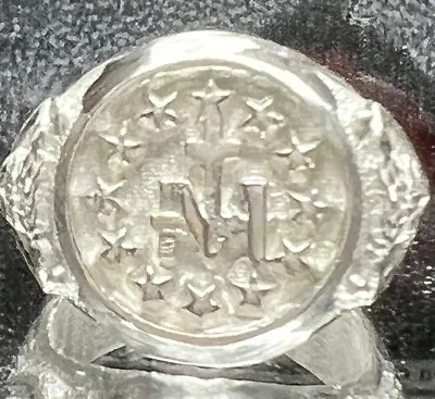 Sacred Heart Catholic  Silver Men Ring SZ 10 Real Sterling 18 GM • $100