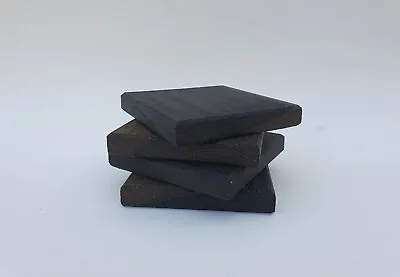 Oak Coasters Black Set Of 4 Ebonised Wood • £14.99