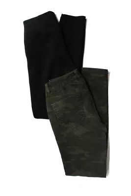 Zara Womens Faux Suede Leggings Camouflage Jeans Black Green XS 2 Lot 2 LL19LL • $19.99