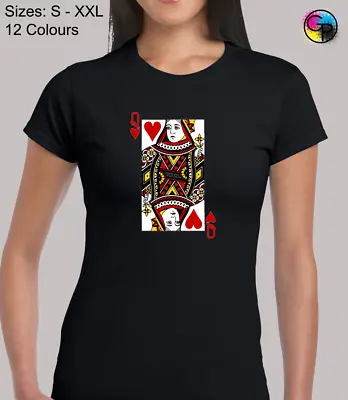 £9.95 • Buy Queen Of Hearts Novelty Funny Cool Fitted T-Shirt Top Tshirt Tee For Women