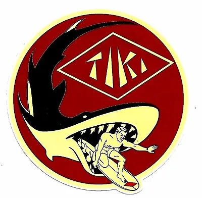  TIKI SURFBOARDS  VINTAGE / RETRO Sticker Decal 1960s LONGBOARD SURFER SURF • $2.57