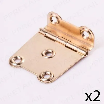 2 X Brass Crank Surface Hinge 38mm/1.5  Furniture Chest Cabinet Wardrobe Offset • £3.82