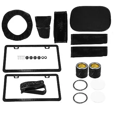 Universal Bling Car Interior Accessories For Women PVC Rhinestone Black 13Pcs • $30.39