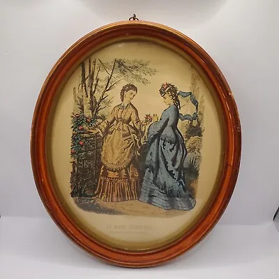 Oval Framed La Mode Illustree France Victorian Fashion Print Leroy Imp Paris • $11.94