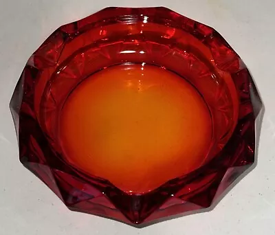 Vtg MCM Viking Glass Amberlina Diamond Point Cigar ASHTRAY Pristine • $24.99