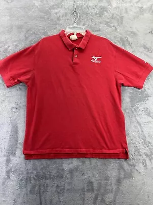 VTG Mizuno USA Made Short Sleeve Pullover Collared Polo Shirt Adult XL Red Golf • $29.95