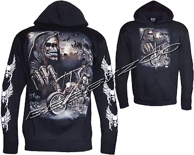 £26.99 • Buy Grim Reaper Skull Death Glow In The Dark Zip Zipped Hoodie Hoody Jacket M - 3XL