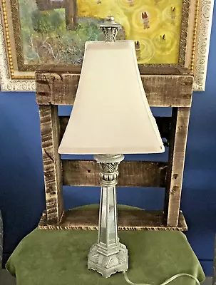 Silver Gray Mirrored Table Lamp • $65