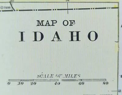 Vintage 1903 IDAHO Map 11 X14  ~ Old Antique Original CHALLIS HAILEY SALMON ID • $22.92