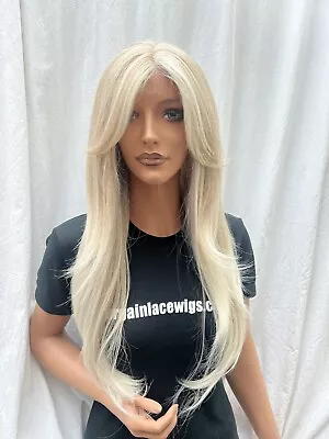 Synthetic Lace Front Wig Blonde Curtain Bangs Fringe T-GEORGIA • £49.99