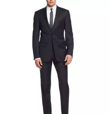 NEW 2023 MICHAEL KORS Black Tonal Stripe Full Suit 42L Wool • $69.99