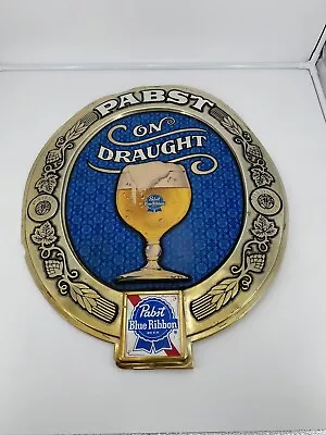 ** VINTAGE PABST BLUE RIBBON BEER SIGN EMBOSSED PUB BAR ADVERTISING 1960's ** • $29.95