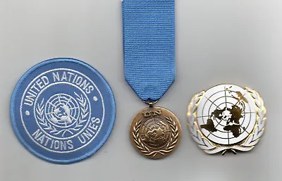 United Nations Medal For The Un Hq New York - Un Beret Badge And Sleeve Badge • £28.95
