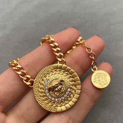 Versace Gold Color Necklace Choker Pendant 3D Medusa Head • $289