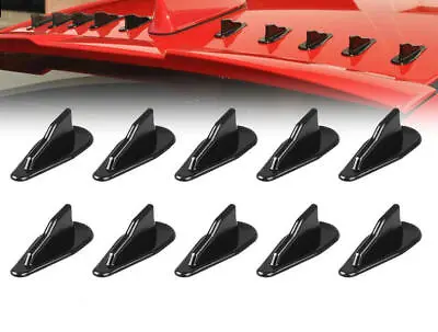 $11.95 • Buy 10 Pcs EVO Style Black ABS Car Roof Shark Fins Spoiler Wing Kit Vortex Generator