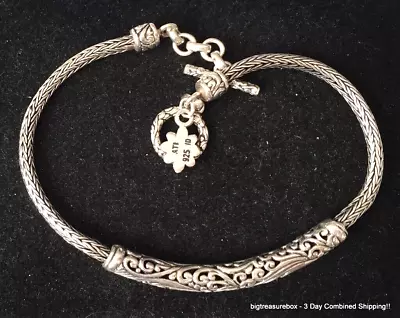 Vtg Bracelet MARKED ATI 925 STERLING SILVER Tennis Chain Byzantine Jewelry Lot Y • $0.99
