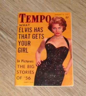 Tempo Men's Digest Magazine 1/8 1957 Sophia Loren Diana Dors Elvis Presley • $9.99