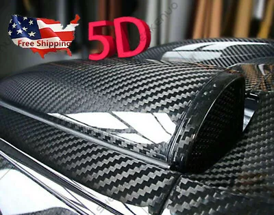 Black Car Stickers Carbon Fiber Vinyl 12 X60  5D Ultra Shiny Gloss Glossy Wrap • $10.29