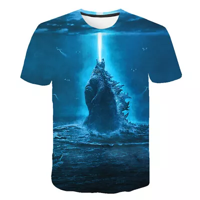 Godzilla: Men King Of The Monsters 3D Print Casual T-Shirt Short Sleeve Tee Tops • $18.55