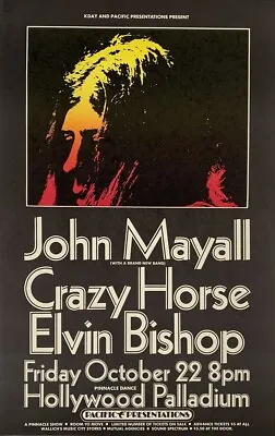 John Mayall POSTER Crazy Horse Elvin Bishop 1971 Original Pacific Presentations • $174.99