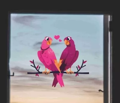 In Love Parrot Birds -Vinyl Decal Stickers -Valentines Decor -Window Decal 00699 • £5