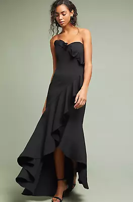 $227.50 • Buy Anthropologie Shoshanna Maye Black Ruffled Strapless Gown Dress NWT $635 Size 12
