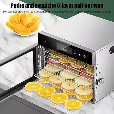 Commercial Food Dehydrator 6 Tray Stainless Steel Fruit Meat Jerky Dryer Timer • $109.63