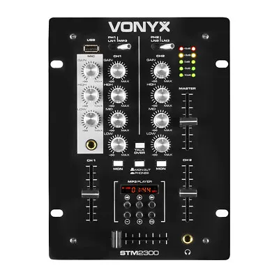 Vonyx STM-2300 2 Channel Live Line MP3 USB 3 Band EQ DJ Mixing Disco PA Mixer • £76.99