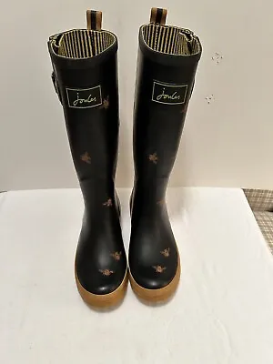 Joules Neoprene Printed Bee Welly / Wellies Tall Women’s Rain Boots Size 5 • $12.50