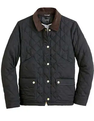 $99.98 • Buy J Crew Jacket Womens Barn Quilted Jacket Corduroy Trim Zip/Snap Black Field