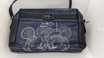 Disney Boutique Mickey Minnie Mouse Embroidered Navy Cross Body Shoulder Bag • £34.99
