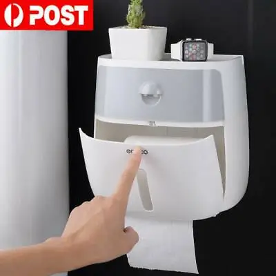 $18 • Buy Toilet Paper Roll Holder Box With Drawer Phone/Pad Holder Easy Install NO Holes