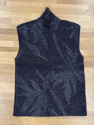 $40 • Buy Scanlan Theodore High Neck Navy Shimmer Sleeveless Top - Size Small