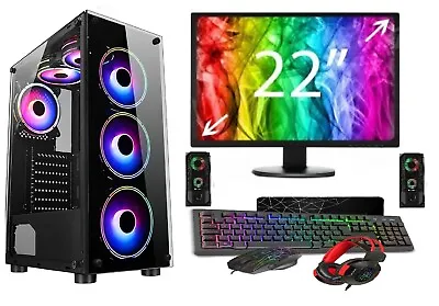 FAST Gaming PC Bundle: Intel Core I7 I5 I3 32GB RAM GTX 1650 Win 11 - 22'' Mon • £289.99