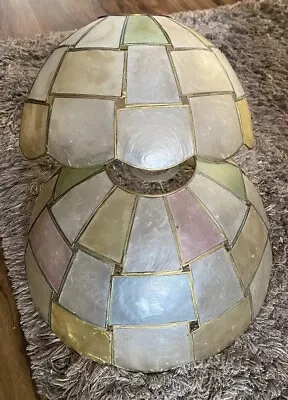 Pair Of Vintage Capiz Shell Lampshade Light Shade Pendant Ceiling Multicoloured • £40