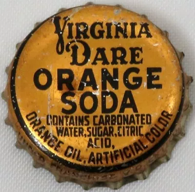 VIRGINIA DARE ORANGE SODA - CORK Crown / Bottle Cap - Brooklyn NY • $18