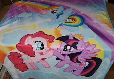 My Little Pony Fluffy Throw Blanket  Hasbro  Rainbow Ponies Soft Toddler Bed  • $21.15