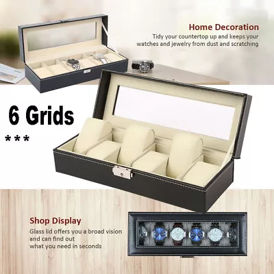 £9.95 • Buy Watch Box 6 Slot Collection Case Organizer Storage Display Holds Watches Jewelry