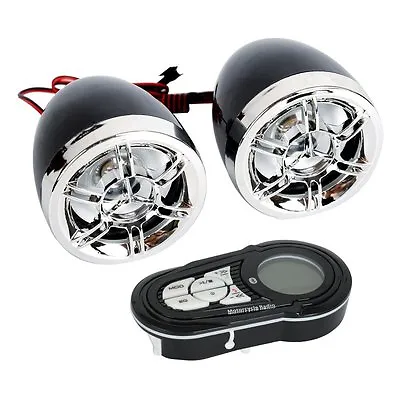 Motorcycle Bluetooth Handlebar Waterproof Speakers Audio System FM Radio MP3. • $47.99