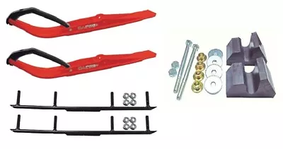 C&A Pro Red Razor Snowmobile Skis W/ 4  Round Bars Complete Kit • $359.92