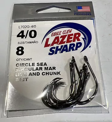 Eagle Claw 4/0 Circle Hooks Inline 8pcs • $8.90