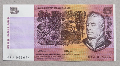 $10.08 • Buy $5 Five Dollar Australian Paper Banknote Fraser Higgins Qfj 005694 - Low Serial