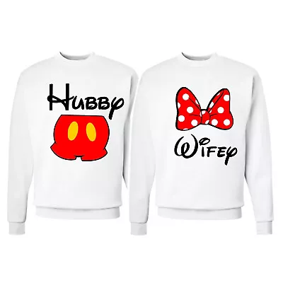 Hubby Wifey Couple Matching Sweatshirts Mickey Minnie Love Anniversary Crewnecks • $22.95