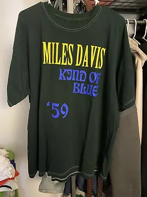 MILES DAVIS KIND OF BLUE '59 TEE T SHIRT Mens Xlarge Green Jazz Trumpet • $14.99