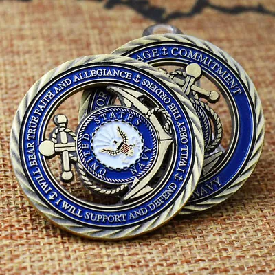 Bronze Hollow Collector's  U.S. Medallion Challenge Coin Navy Core Values • $1.59