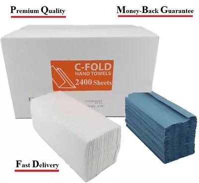 C Fold Paper Towels White & Blue Multi Fold Paper Hand Towel Tissue 2400 Sheets • £18.99